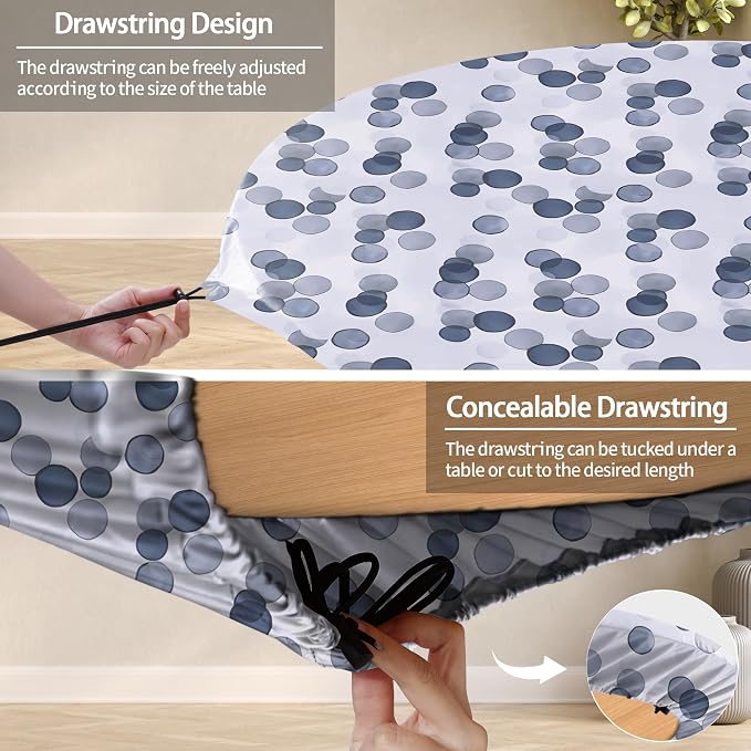 opstellen Round Fitted Tablecloth for 36-44" Table Country Modern Wipeable Indoor Outdoor Heavy Duty Summer Table Cover House Warming Gifts Kitchen Stuff First Apartment Items Festival Camping Gift