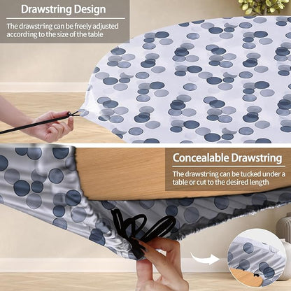 opstellen Round Fitted Tablecloth for 36-44" Table Country Modern Wipeable Indoor Outdoor Heavy Duty Summer Table Cover House Warming Gifts Kitchen Stuff First Apartment Items Festival Camping Gift