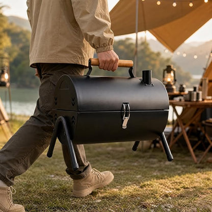 Portable Charcoal Grill (2 IN 1 Double-Sided), Mini Tabletop BBQ Grill 22" x 17", Heavy Duty Steel, Easy Assembly, Compact & Portable for Outdoor Camping, Picnic, Backyard Party
