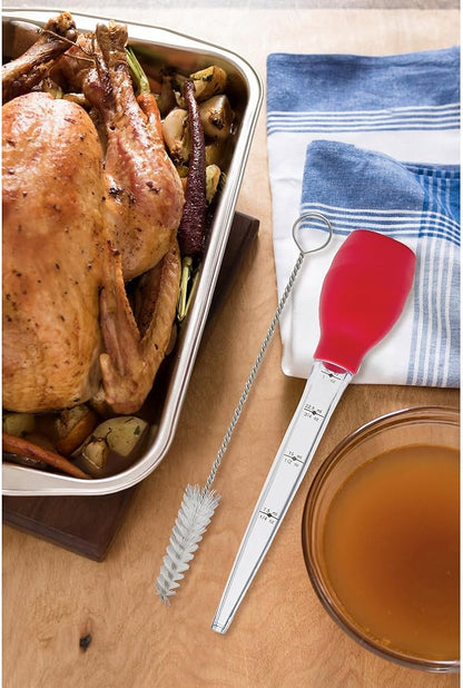 HIC Kitchen Roasting Stand-Up Turkey Baster, Heat-Resistant Silicone Bulb With Plastic Tube, 1-Ounce Capacity, Set of 2