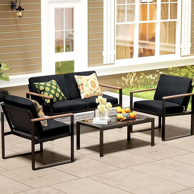 8Pcs Patio Cushion Covers, Outdoor Stretch Cushion Covers, Washable | Stretch Fit, Replacement, Washable and Reusable Furniture Protectors, Fits most patio furniture cushion covers, Cover Only