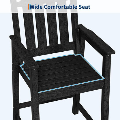 Garvee Outdoor Patio Bar Height Chair Set of 2, All-Weather HDPE Bar Height Barstools Widened Chair Set, Adirondack Chairs Set with Widened Armrests for Garden, Poolside, Bistro