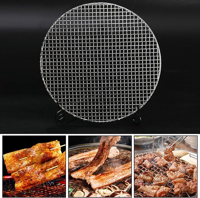 Eagles Round Grill Grates, 26.5cm/10" Heavyweight Cooking Rack Round BBQ Mesh 304 Stainless Steel Barbecue Grilling Grate Cross Wire Steaming Cooling Barbecue Rack/Carbon Baking Net/Grill/Pan Grate