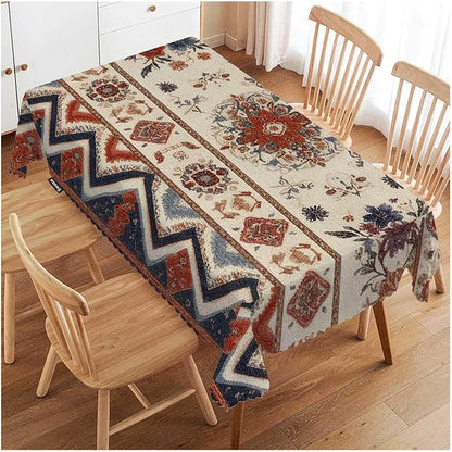 Swono Mexican Floral Rectangular Tablecloth Ethnic Geometric Flowers Washable Table Cloth Kitchen Dining Room Table Cover for Home Party Coffee Wedding 50x72 Inch Tablecloths