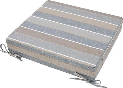 Magpie Fabrics Indoor Outdoor Cushion Cover Replacement 2 Pack, NO Insert! Water Repellent Slipcover with Ties Decor for Patio Garden Chair Sofa Bench Wicker(Grey Striped, 22x20x4 Inch)
