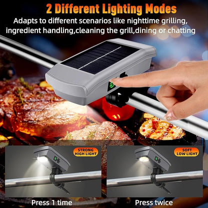 Solar/USB-C Grill Lights for Outdoor Grill | Compatible with Blackstone/Weber/Big Green Egg, Rechargeable LED Work Light, Gifts for Men, BBQ Accessories