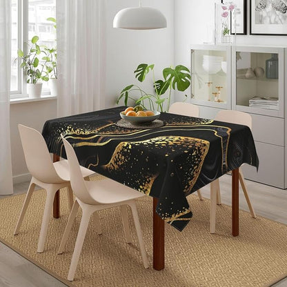 Black Gold Marble Texture Tablecloth Black Modern Decorative 54"x72" | Table Cover for Dining Kitchen Party Decorations, Rectangular Table Cover Black Gold Kitchen Decor