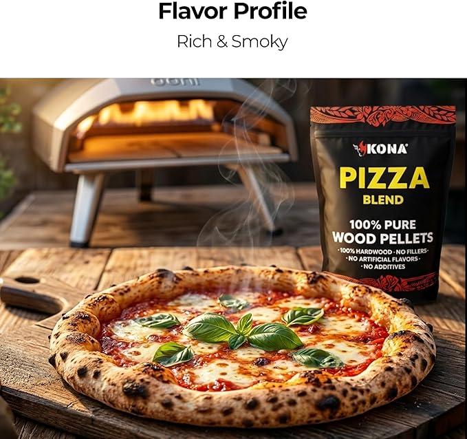 Kona Wood Pellets Pizza Blend, Intended for Ooni & Big Horn Pellet Pizza Ovens, 2lb Resealable Bag