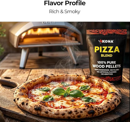 Kona Wood Pellets Pizza Blend, Intended for Ooni & Big Horn Pellet Pizza Ovens, 2lb Resealable Bag