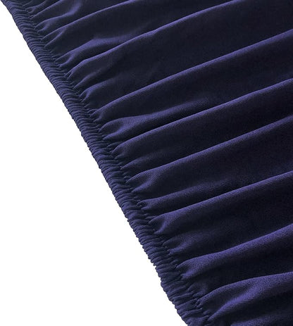 NEWISHER Round Fitted Table Cover Spandex Stretch Tablecloth Navy Blue Table Top Cover with Elastic Edged for Dining Picnic Patio 60 inch