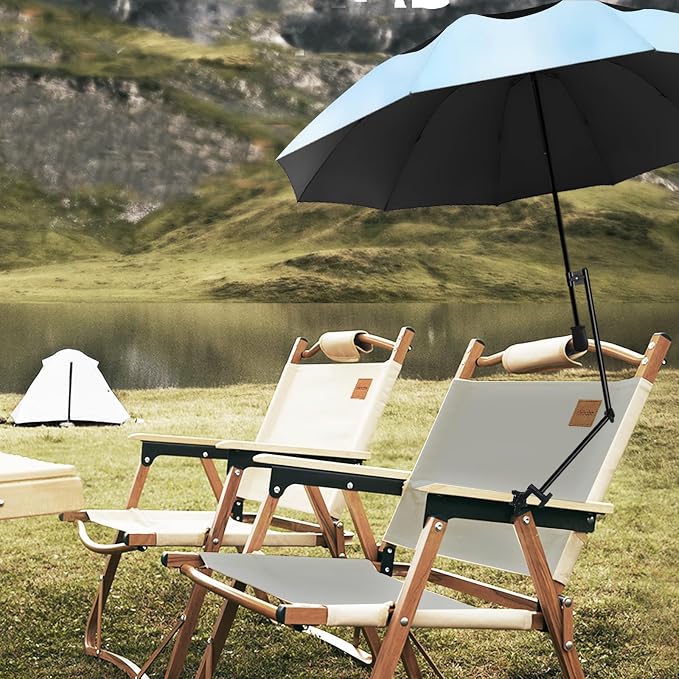 HOBVO UPF 50+ Golf Umbrella with Adjustable Universal Clamp, Portable Umbrellas for Rain, Manual Open & Close, for Beach Chair, Golf Cart, Stroller, Bleacher, Patio