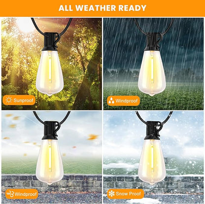 Bdrofn 200FT Solar String Lights Outdoor Waterproof, Solar Patio Lights with Remote Control & 60+2 Dimmable ST38 Edison Bulbs Shatterproof,Solar Powered String Lights for Outside Garden Backyard