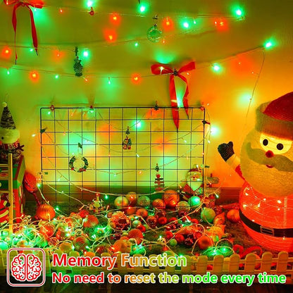 YEGUO 165ft 500 LED Red and Green Christmas Lights Outdoor Waterproof, Clear Wire String Lights Indoor Plug in, 8 Modes Clear Wire Twinkle Tree Light for Xmas Party Garden