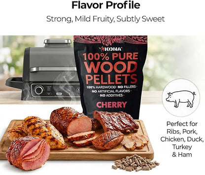 Kona 100% Cherry Smoker Pellets, Intended for Ninja Woodfire Outdoor Grill, 8 lb Resealable Bags