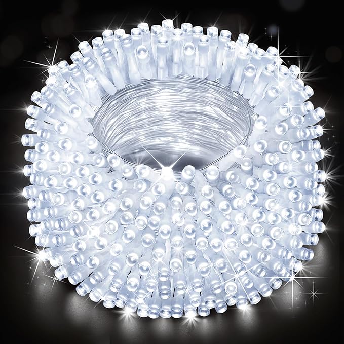 Christmas Lights Outdoor, 403FT 1000 LED String Lights 8 Modes and Timer Memory Function Twinkle Fairy Lights IP44 Waterproof Plug in for Xmas Tree Wedding Party Holiday Decor(White)