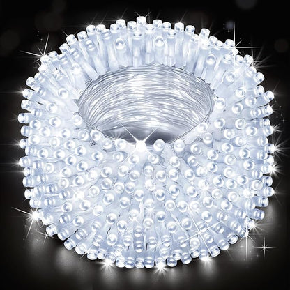 Christmas Lights Outdoor, 403FT 1000 LED String Lights 8 Modes and Timer Memory Function Twinkle Fairy Lights IP44 Waterproof Plug in for Xmas Tree Wedding Party Holiday Decor(White)