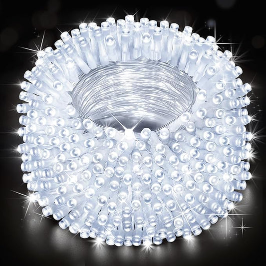 Christmas Lights Outdoor, 403FT 1000 LED String Lights 8 Modes and Timer Memory Function Twinkle Fairy Lights IP44 Waterproof Plug in for Xmas Tree Wedding Party Holiday Decor(White)