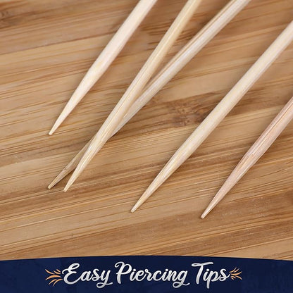 BambooMN Decorative Ball End Bamboo Cocktail Appetizer Picks - 5.9" (15cm) - Clear - 100pcs