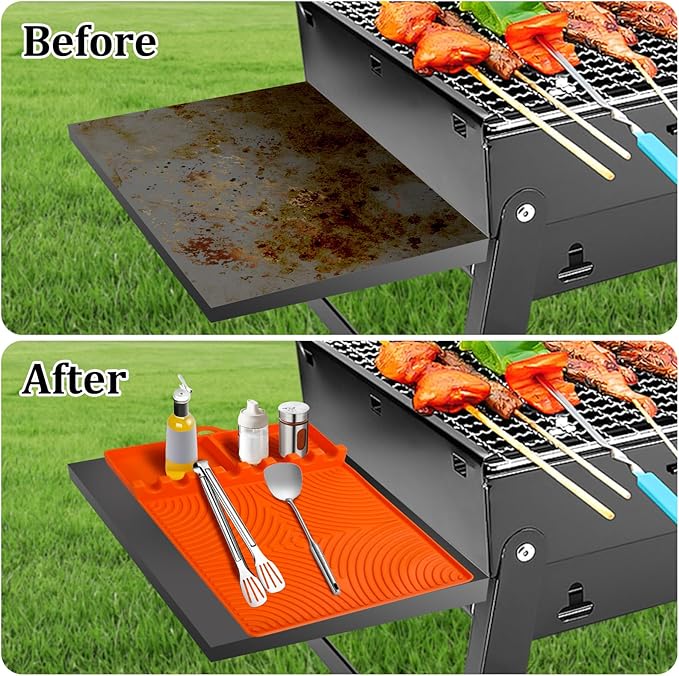 Birthday Gifts for Men Dad Husband, Silicone Griddle Tool Mat Compatible with Blackstone, Silicone Griddle Tools with Drip Pad, Spatula Mat for Outdoor Grill, BBQ, Cooking