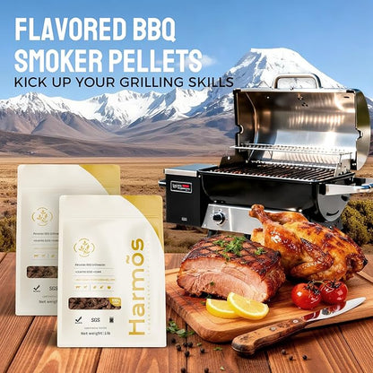 Harmos 4-Wood Pellets: Peruvian BBQ, Premium Hardwood Pellets for Smokers, 2 Sealed Packs