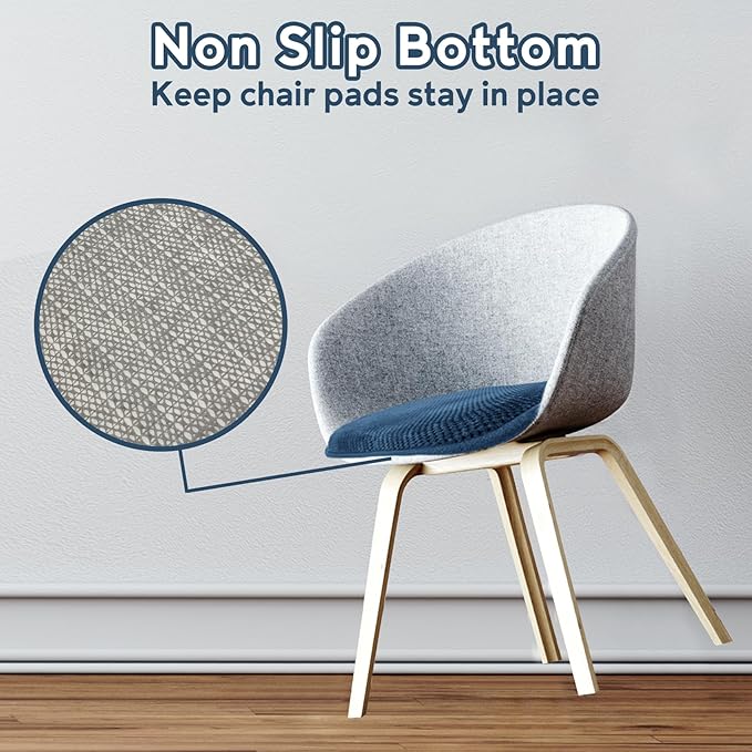 Blue Chairs Cushions for Dining Chairs 6 Pack Non Slip Foam Kitchen Seat Cushions Washable Soft Thick Patio Pads Large Wooden Metal Tapered Chair Cushions,17" x 15"