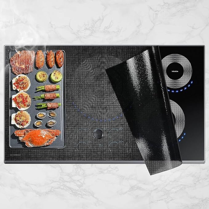 KitchenRaku Large Induction Cooktop Protector Mat 20.4 x 30.7 inch, Translucent (Magnetic) Electric Stove Burner Covers Antiscratch as Glass Top Stove Cover or Electric Stove Top