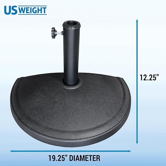 US Weight 20 LB Half Round Umbrella Base for Use with Patio Table