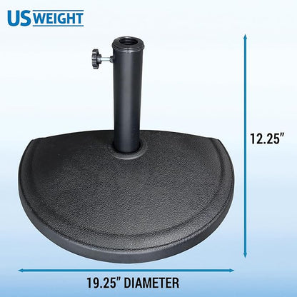 US Weight 20 LB Half Round Umbrella Base for Use with Patio Table