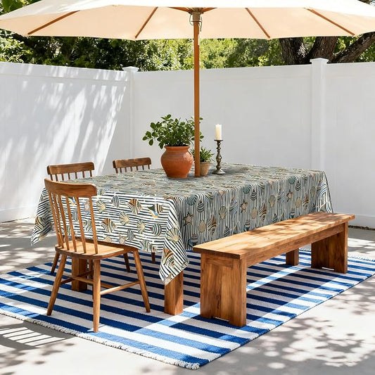 LVTXIII Rectangle Outdoor Tablecloth with Umbrella Hole and Zipper, Water-Repellent 60 x 84 Inch Patio Table Cover for Picnic, Garden, Backyard Dining, Cabana Shells