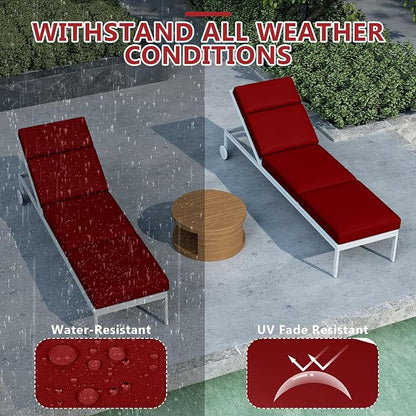 Chaise Lounge Cushions Outdoor, 80 x 26 x 4 Inch Lounge Chair Cushions for Outdoor Furniture - Waterproof Lounge Patio Replacement Cushion, 4In Fade-Resistant ThickPatio Chaise Lounge Cushion