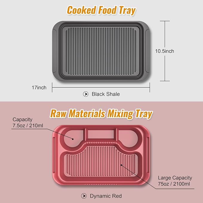4PCS Melamine Prep Tray Set with Tons & Brush for BBQ, Marinating Plate | Dishwasher Safe,Picnic Prep Tub for Marinating Meats,Grill Prep Trays with Tons & Brush,Camping Cookware,NOT Microwave Safe