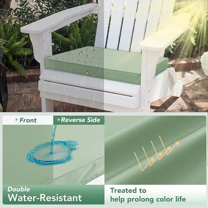 Outdoor Chair Cushions Set of 2: Waterproof & Color Fastness Seat Cushion for Patio Furniture - 22 x 22 x 3 Inch Chair Pads with Ties and Hidden Zipper - Patio Chair Cushion Replacement, Sage Green