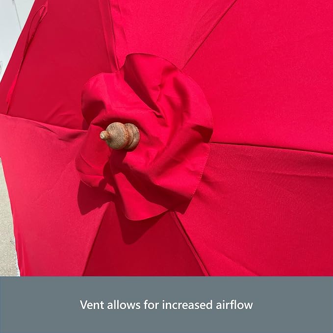 FORMOSA 9ft 6 Rib Market Premium Patio Umbrella Replacement Canopy - 300D UV Protective and Water Resistant Patio Canopy - Umbrella Replacement Cover (CANOPY ONLY) (Red Fringe)