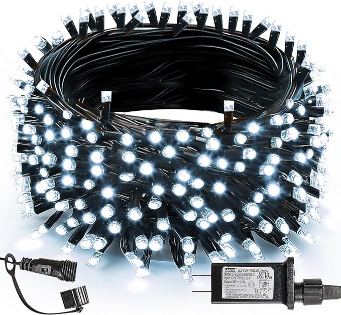TW SHINE Christmas Lights, 200 LED 66FT Outdoor Christmas Lights Plug in with 8 Modes, Waterproof Light Outdoor, Indoor Xmas Decorations for Party Yard House Decor, White