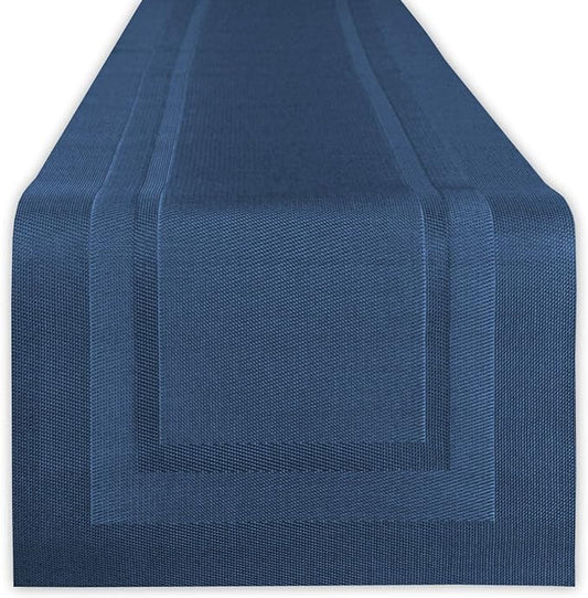 DII PVC Tabletop Collection Woven Indoor/Outdoor, Table Runner, 14x72, Nautical Blue