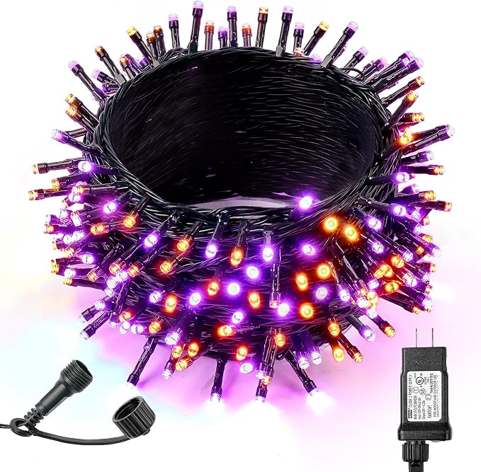 WBao Halloween Lights Orange Purple 500LED 174ft, Super Bright LED Halloween String Lights with UL Certified, 8 Lighting Modes, Timer, Memory & Waterproof for Indoor Outdoor Holiday Party Decorations
