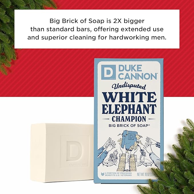 Duke Cannon Supply Co. White Elephant Bar Soap - 10oz Large Soap Brick with Citrus Musk Scent - Holiday Gag Gift, Funny White Elephant Gift Idea 4 Pack