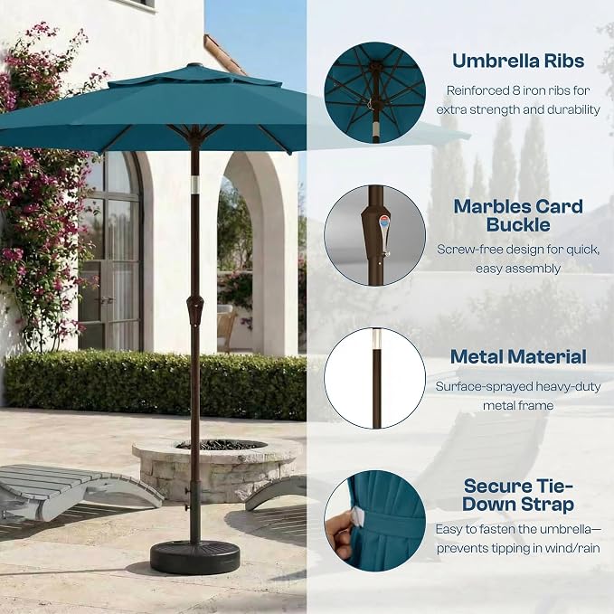 10FT Patio Umbrella, 2 Tier Outdoor Table Umbrella, Large Vented Market Umbrellas with Push Button Tilt and Crank, 8 Sturdy Ribs for Backyard, Deck, Pool, UPF50+ UV Protection