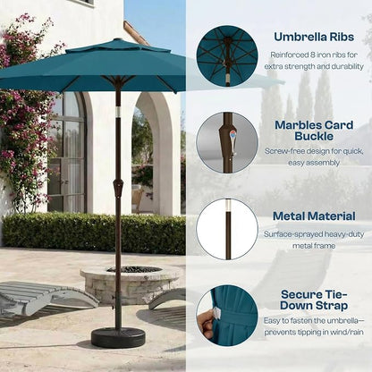 10FT Patio Umbrella, 2 Tier Outdoor Table Umbrella, Large Vented Market Umbrellas with Push Button Tilt and Crank, 8 Sturdy Ribs for Backyard, Deck, Pool, UPF50+ UV Protection