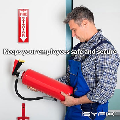 iSYFIX Reflective Fire Extinguisher Aluminum Signs – 5 Pack 4x12 Inch – Laminated for Ultimate UV and Fade Resistance, Indoor and Outdoor, for Business, Schools, Hospitals, Home