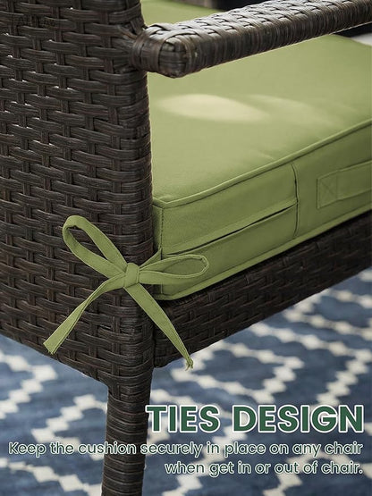 Outdoor Chair Cushion 22 x 22 x 4 Inches Patio Furniture Outdoor Waterproof Seat Cushion, Patio Chair Cushion with Handles and Ties, Square Dining Chair Cushion Set of 4, Light Green