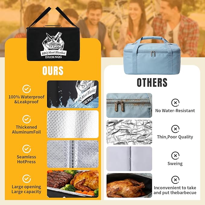 BBQ Insulated Food Bag - 5-Layer Thermal Cooler/Warmer for Grilling, Picnics | Collapsible, Waterproof, Large Capacity (Fits Roasts, Burgers & More)