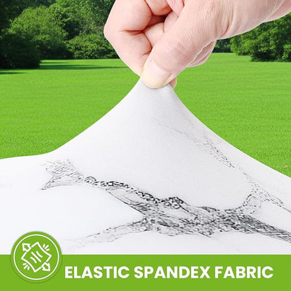 Smiry Spandex Fitted Tablecloth for 4 Foot Rectangle Tables, Washable Picnic Table Cover with Elastic, Stretch Reusable Table Cloth for Outdoor, Camping, Dining & Kitchen (Marble, 24"x48")