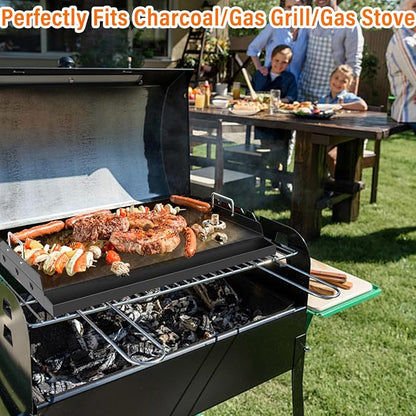 COZEER Cast Iron Griddle 17＂×13＂,Nonstick Griddle for Gas Grill with Groove | Universal, Muti-Purpose, Pre-Seasoned, Upgrated, for Camping, Tailgating, Paties