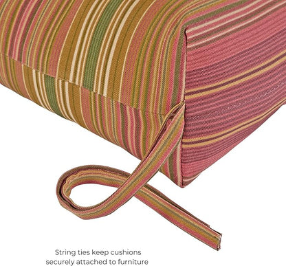 Modern Outdoor Chaise Lounge Cushion with Ties – Durable Polyester Fabric, Channel-Filled Polyfiber Insert, Removable Zippered Cover, Kinnabari Stripe