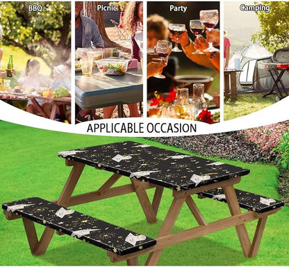Grad Table Cloth for Birthday, Graduation, Restaurant, Wedding Decoration, Elastic Table Cloth for Graduation Party 3 PCS Set
