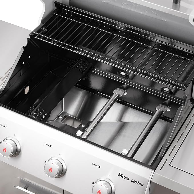 Monument Grills Mesa Series, Outdoor Barbecue Stainless Steel 3 Burner Propane Gas Grill, 48,000 BTU Patio Garden Grill with Side Burner and Knob Controls, Mesa305 with BBQ Cover