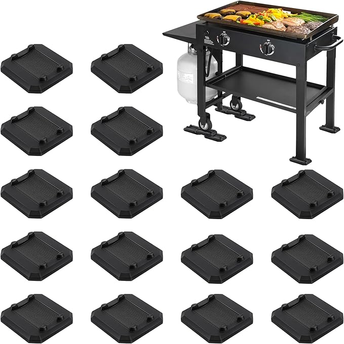 16 Pcs 1/4'' Griddle Leveling Shims Kit Compatible with Blackstone Griddle, Rubber Grill Levelers Outdoor for Most Grills, Keep Flat Top Grill in Level