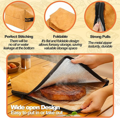 BBQ Blanket for Resting Meat 21", Reusable Insulated Smoker Meat Resting Blanket Silicone Brush, Smoker Grilling Meat Insulated Resting Bag with Wide Mouth for Large Brisket/Beef/Pork Shoulders/Turkey