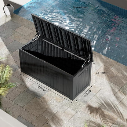 270 Gallon Resin Deck Box Waterproof Outdoor Storage Box for Patio Furniture Pool Accessories Indoor Storage for Cushion Garden Tools, Black